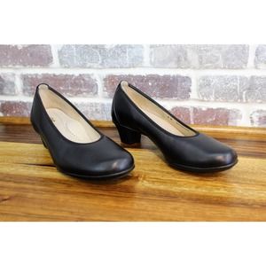 SAS Women's 8W Milano Leather Block Heel Pumps BLACK